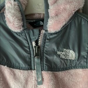 The North Face Pink and Gray Hooded Fleece
